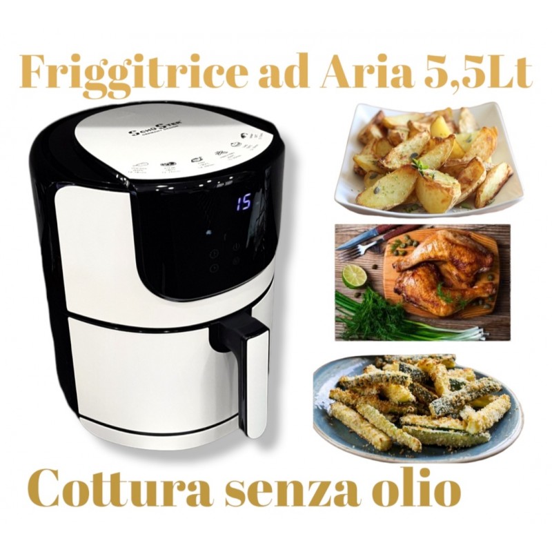 Friggitrice ad Aria con Capienza Reale 5.5l. e ricettario spedizione gratuita e pagamento alla consegna