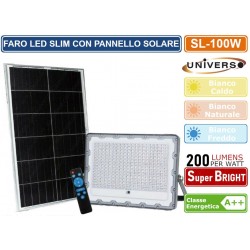 SL-100W FARO LED 100W BATTERIA CON PANNELLO SOLARE TELECOMANDO DIMMERABILE IP65