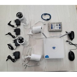 KIT VIDEOSORVEGLIANZA WIRELESS FULL HD IP 4 TELECAMERE 5 MPX WIFI DA REMOTO SENZA FILI