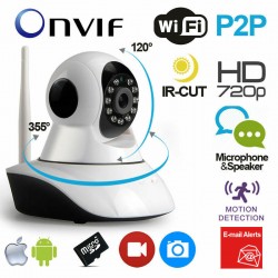 TELECAMERA IP CAMERA HD 720P WIRELESS LED IR LAN MOTORIZZATA WIFI RETE INTERNET.