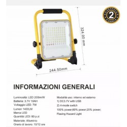 FARO LED RICARICABILE 50W FARETTO BATTERIE IP65 LUCE FREDDA PORTATILE DA LAVORO.