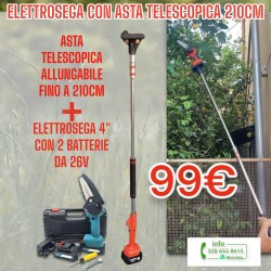 KIT ELETTROSEGA CON 2 BATTERIE PIU ASTA TELESCOPICA ALLUNGABILE FINO A 210CM