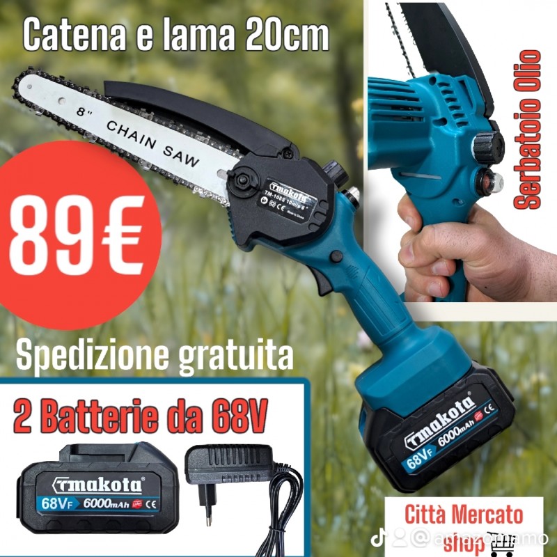 Mini elettrosega a doppia batteria 68V Lama da 8 POLLICI 20 cm elettrica tagliarami + valigia