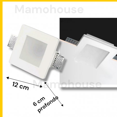 PORTAFARETTO IN GESSO CON COPERTURA IN VETRO OPACO PER UNA LUCE OMOGENEA GU10