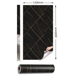 Pannello decorativo  Adesivo in PVC Effetto Marmo Ner e Oro 1,20 x 3 mt