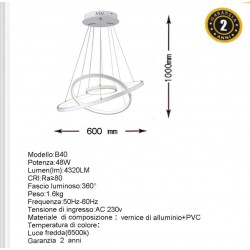 Lampadario sospensione 50w plafoniera pianeta lampada sospesa moderna 6500K