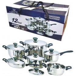 BATTERIA DI PENTOLE BAVARIA INOX 18 10 FORMATA DA 12PZ