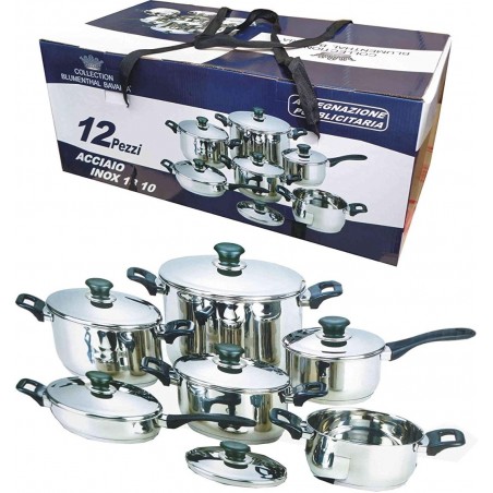 BATTERIA DI PENTOLE BAVARIA INOX 18 10 FORMATA DA 12PZ