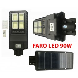 Faro led lampione stradale 60w luce fredda pannello solare crepuscolare