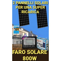 FARO DA 800W LED SMD CON 2 PANNELLI SOLARI CREPUSCOLARE+TELECOMANDO