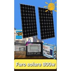 FARO DA 800W LED SMD CON 2 PANNELLI SOLARI CREPUSCOLARE+TELECOMANDO