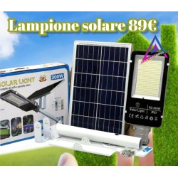 LAMPIONE A LED 300W CON PANNELLO SOLARE INTEGRATO A LUCE BIANCA 6500 Kelvin