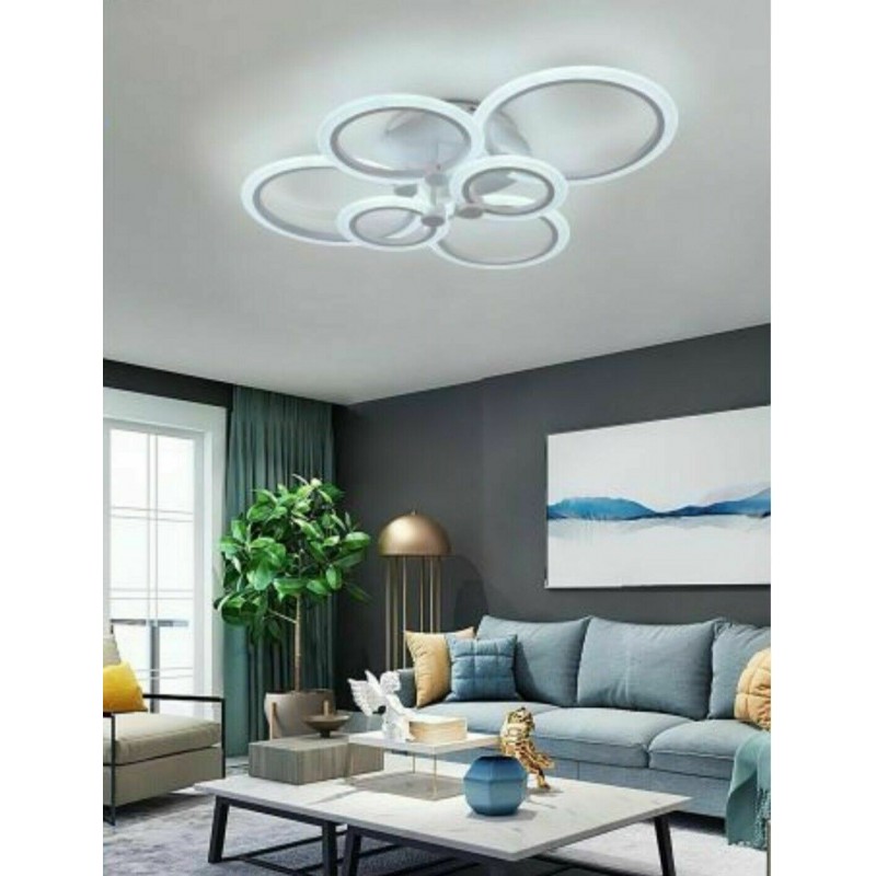 Lampadario Plafoniera LED a soffitto a sospensione moderno cerchi 51w Bianco