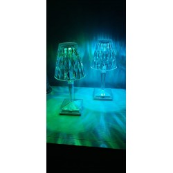 COPPIA DI LAMPADA LED RICARICABILE DA TAVOLO  BAR RISTORANTE ALBERGO CASA SENZA FILI LUCE NATURALE 4000K + RGB