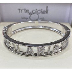 BRACCIALE RIGIDO CON NOME ARGENTO E ZIRCONI CON SCELTA DI NOME